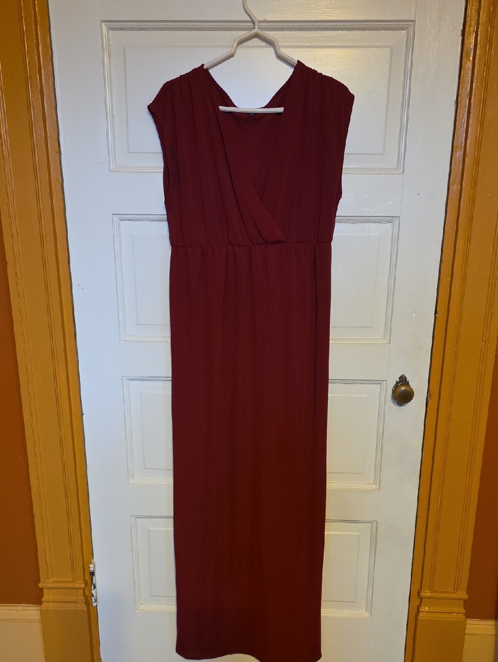 Talbots Sleeveless Wine Maxi Dress with Surplice Neck